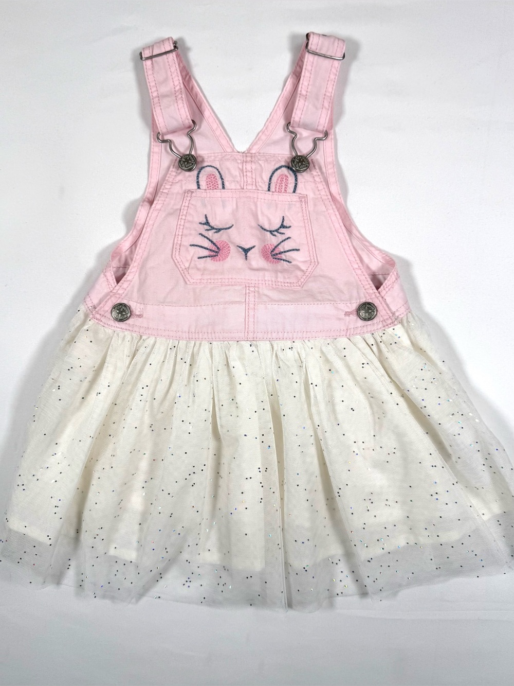 OSHKOSH Girls Bunny Tail‎ Tulle Jumper Dress 2T Easter Cottagecore Balletcore